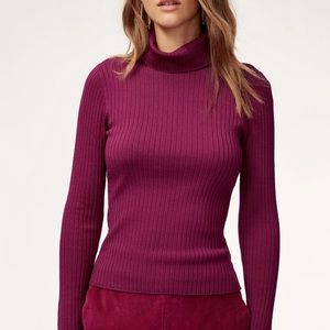 Aritzia Babaton Zander Turtleneck in Rio Raspberry